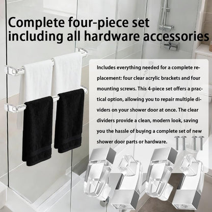 Compatible with Alumax/Basco Shower Door Parts - 4 Pack Clear Acrylic Towel Bar Brackets Replacement Parts for Framed Sliding Glass Shower Door Handle - Towel Bar NOT Included