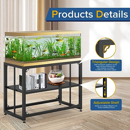 TOCRETOARE Fish Tank Stand 40 Gallon, Metal Aquarium Stand 36.5" L x 18.5" W*29.5”H, Double-Layer Storage Design, Suitable for Home and Office Use, 660LBS Capacity, Black (Tank not Included)