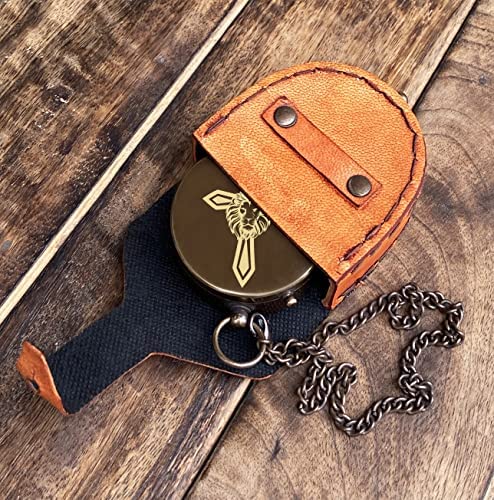 Be Strong and Courageous Engraved Brass Religious direction Compass Gift Joshua 1:9 with Leather Pouch for Gift Confirmation Baptism, Christian