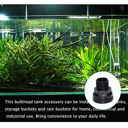 PVC Bulkhead Fitting Double Threaded Bulkhead Water Tank Connector for Rain Barrels, Aquariums, Water Tanks, Tubs, Pools, Spigot, Black, 3/4 Inch Male 1/2 Inch Female (4 Pieces)