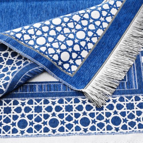 Islamic Prayer Rug Elegant Masjid Pattern Thin Mat Muslim Portable Blanket Ramadan Eid Gift Rug Turkish Prayer Carpet - Blue 1pc - color: 1pc Bluec