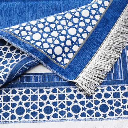 Islamic Prayer Rug Elegant Masjid Pattern Thin Mat Muslim Portable Blanket Ramadan Eid Gift Rug Turkish Prayer Carpet - Blue 1pc - color: 1pc Bluec