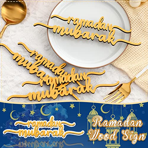 12 Piece Ramadan Wood Signs - Ramadan Mubarak & Kareem Islamic Table Decor for Eid & Party - style: Ramadan Style