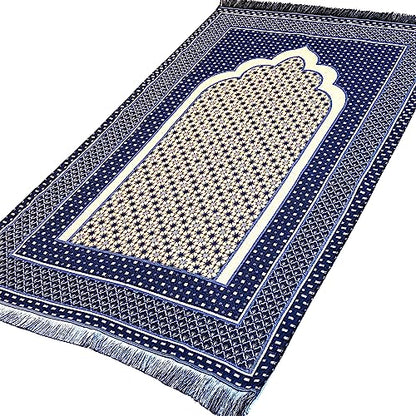 Modefa Turkish Islamic Prayer Mat Janamaz Sajjadah | Thin Woven Cotton Praying Rug Ramadan Eid Gift | Traditional Muslim Sejada for Men Women - Hira Diamond (Royal Blue) - color: Royal Blue
