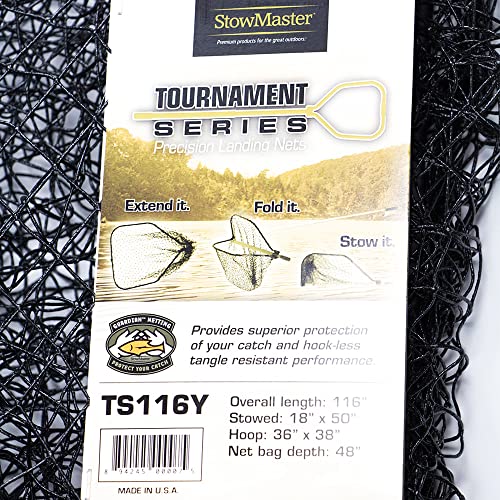 TS116Y Tournament Series Precision Muskie Landing Net - Hoop 36"X38", Length 116",Gold/Black