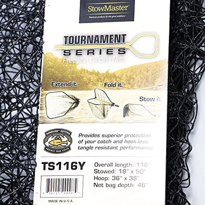 TS116Y Tournament Series Precision Muskie Landing Net - Hoop 36"X38", Length 116",Gold/Black