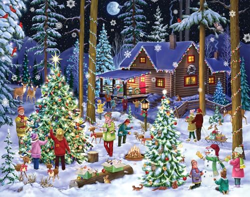 Holiday Cabin Retreat Advent Calendar (Christmas Countdown Calendar) with Twas the Night Before Christmas Poem by Vermont Christmas Company - 24 Days of Advent