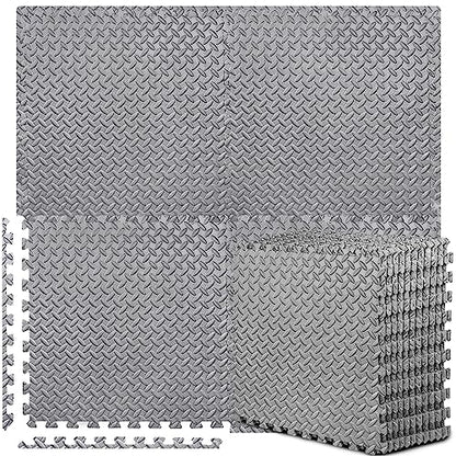 BEAUTYOVO Puzzle Exercise Mat with 12/24/48 Tiles Interlocking Foam Gym Mats, 24'' x 24'' EVA Foam Floor Tiles, Protective Flooring Mats for Gym Equipment - color: 48 Sq.ft/12 Tiles - All-gray