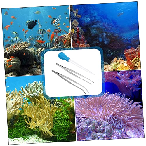 Toddmomy Fish Tank Cleaning Kit 3pcs Aquarium Tools Pipette Dropper Feeder Tweezers for Hardscape Coral and Gravel