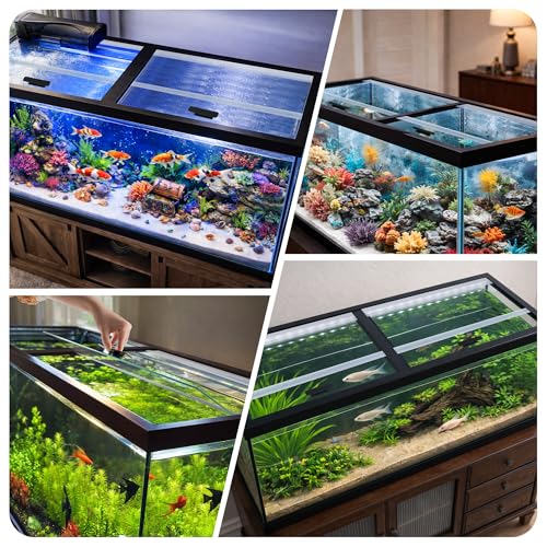 23×11.46×0.16 in 2Pcs Aquarium Lid Glass Canopy, Clear Tempered Glass Aquarium Fish Tank Hoods, Set for Marineland 55 Gallon Aquarium Fish Tank - size: 2PCS-23 x 11.46 x 0.16in