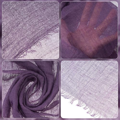 Nydotd Women Summer Cotton Linen Scarf Crinkle Long Beach Shawl Wrap hijab with Fringe - color: Deep Purple