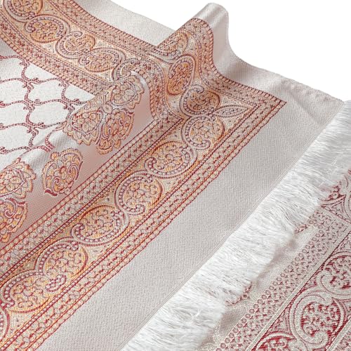 Muslim Prayer Rug - Lightweight Islam Sajjadah for Men Women Kids - Soft Islamic Carpet Mat for Ramadan Eid, Red - color: Red