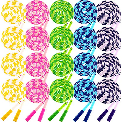 Yunsailing 20 Pack Jump Ropes for Adults Kids, 9.2 ft Adjustable Length Free Segmented Skipping Rope Bulk for Field Day Game, Soft Beaded Jumping Ropes for Women Men Exercise Weight Loss