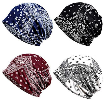 Cotton Slouchy Beanie Hip-Hop Soft Lightweight Running Beanie Adult Skull Hats Cap for Men Women - color: Opentop-b-4pk-multi02
