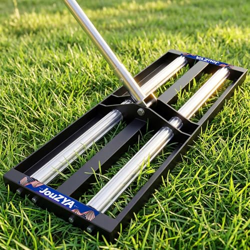 Updated Lawn Leveling Rake 17"x10", Lawn Leveler with Aluminum Rollers | Yard Leveling Rake Stainless Steel with 27-80" Adjustable Handle, Heavy-Duty Lawn Rake Suit for Garden, Golf Lawn, Farm - size: 17''x10'' With Roller (Black)
