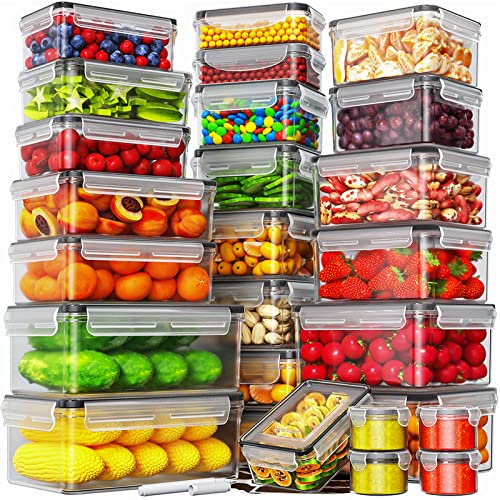 HOMETALL 52 Piece Airtight Food Storage Containers Set with Lids (26 Containers & 26 Lids),100% Leakproof Plastic Meal Prep Container Reusable, BPA Free Kitchen and Pantry Organization - Labels & Pen | 100% Leakproof Plastic Meal-Prep Containers Reusable(