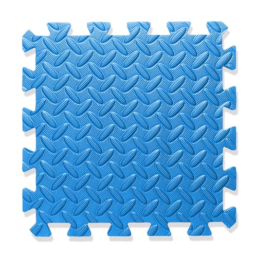 Philosophy Gym Pack of 36 Exercise Flooring Mats - 12 x 12 Inch Foam Rubber Interlocking Puzzle Floor Tiles - Blue - color: 36 Sq Ft, 1/2" Thick - Blue
