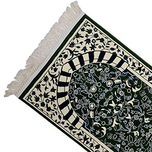 Thick Floral Rawda Beautiful Prayer/Wall Mat Janamaz Musallah Rug-1100-1300g