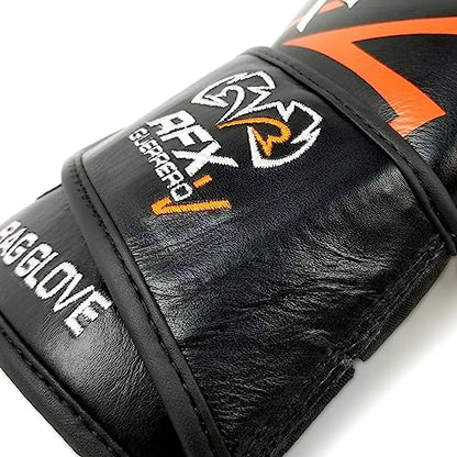 RIVAL Boxing RFX-Guerrero-V Bag Gloves, Multi-Layered Inner Foam Padding (HDEF), Premium Leather, Wrist Lock 2 System - color: Black/Orange, size: 8 oz.