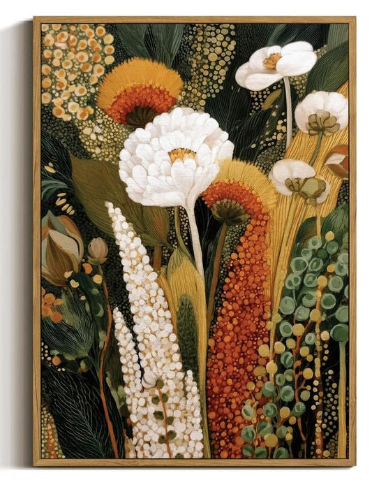 XJYISUO Vintage Framed Wall Art Botanical Wall Decor Tropical Wildflower Canvas Art Boho Pictures Earthy Paintings Abstract Artwork For Living Room Bedroom - color: Floral-2, size: 16"L x 12"W
