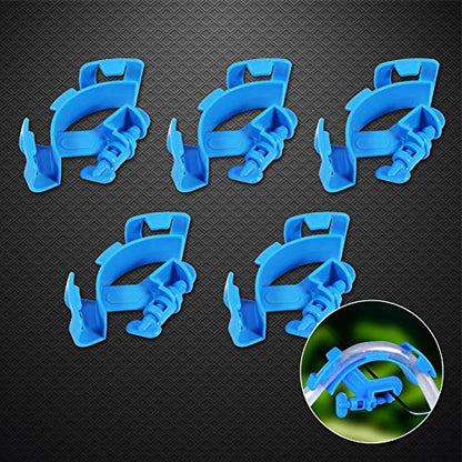 Fish Tank Aquarium Hose Holder, Plastic Filter Pipe Clip, Blue 5 Pcs - Durable Material, Stable Grip, Easy Mounting for Aquarium Cleaning