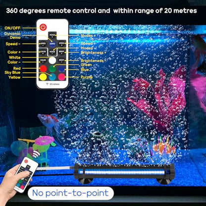 Submersible Bubble Aquarium Light：RGB Aquarium Light with Remote Control Oxygenator for Saltwater Coral Growth - 9 Inch Waterproof Fish Tank Light Designed for Aquarium Breeders - size: 9 inch Bubble