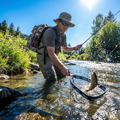 PLUSINNO Fishing Backpack with Fishing Floating Net, Fishing Gear, Tackle Boxes,Waterproof Fishing Tackle Bag, Fishing Gifts for Men - color: Camo Fishing Backpack with Tools