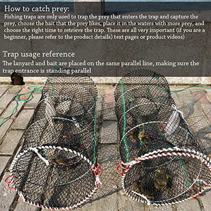 Drasry Crab Trap Bait Lobster Crawfish Shrimp Portable Folded Cast Net Magic Collapsible Fishing Traps Nets Accessories for Blue Crabs - color: Black, style: 1pcs 23.6 X 11.8in (0.39 Mesh)