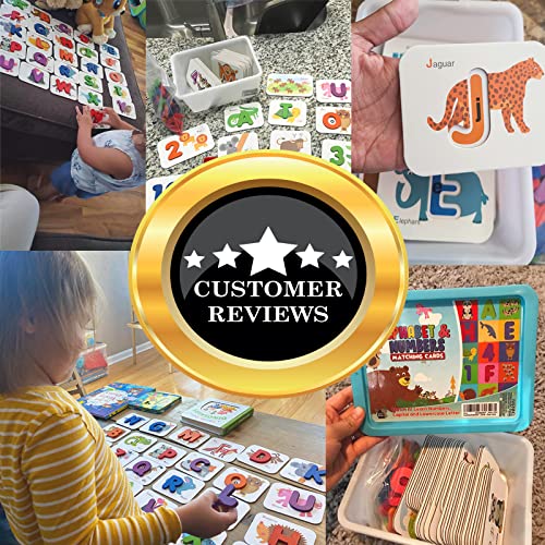 CozyBomB™ Toddler Alphabet Flash Cards - Preschool Activities Learning Montessori Toys ABC Wooden Letters Jigsaw Numbers Alphabets Puzzles Flashcards for Age 3 4 5 Years Old Educational for Kids Baby