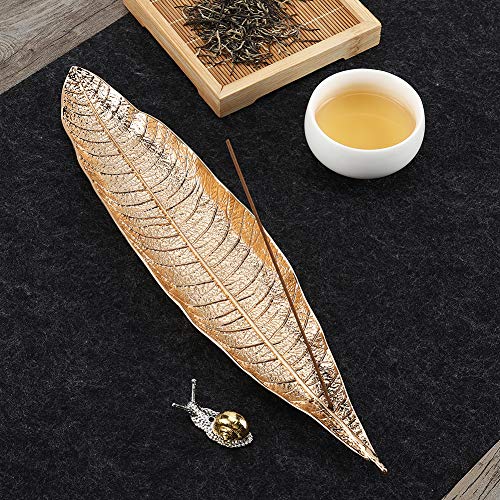 Accmor Incense Holder Set, Leaf and Snail Incense Burner, Incense Ash Catcher, Incense Sticks Holder for Counters, Meditation Room, Yoga, Home, Office, Gold - color: Gold