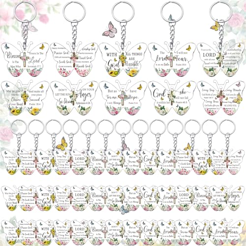 Remuuly Christian Mini Bible Verse Keychain Gifts Bulk - color: Butterfly