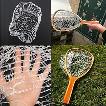 Transparent Rubber Fishing Net, Fly Fishing Landing Net Replacement Netting for Freshwater Saltwater Fishing, Soft Rubber Mesh Safe Catch and Release Fish - size: m - 39 inch