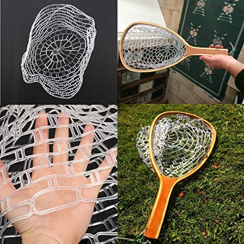 Transparent Rubber Fishing Net, Fly Fishing Landing Net Replacement Netting for Freshwater Saltwater Fishing, Soft Rubber Mesh Safe Catch and Release Fish - size: l - 47 inch