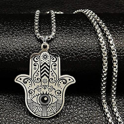 Spiritual Fatima Hand Hamsa Pendant Evil Eye Vintage Jewelry Men Women Amulet Necklace