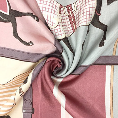 YOUR SMILE Silk Like Scarf Women's Fashion Pattern Large Square Satin Headscarf Headdress - color: 104