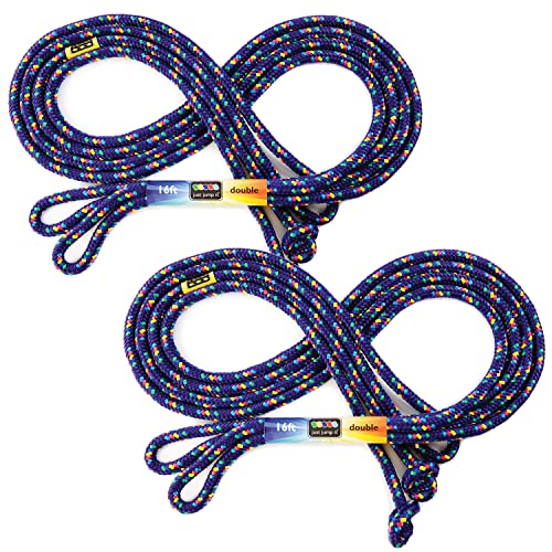 Just Jump It 16' Foot Jump Rope 2 Pack - Long Jump Ropes for Double Dutch - Outdoor Jump Ropes for Kids and Adults to Play Family Games & Exercise - color: Purple Confetti