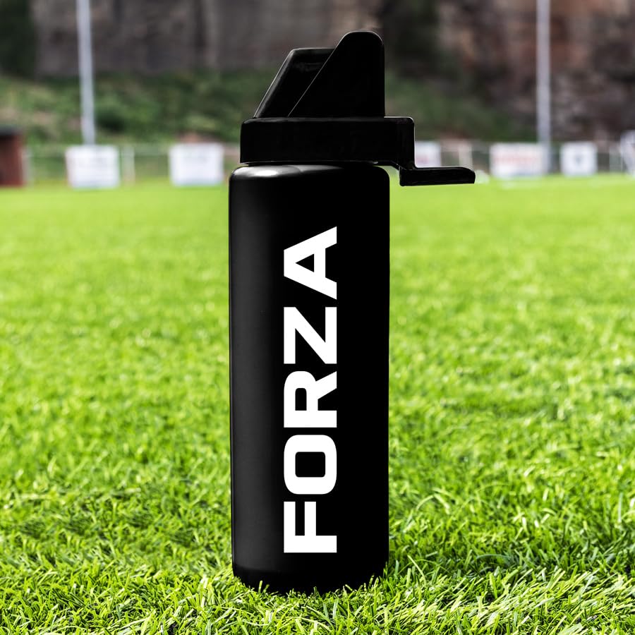 FORZA Team Hygiene Water Bottles – BPA-Free Squeeze Bottles with Contactless Nozzle for Athletes, 1 Litre Capacity (Pack of 1, Black) - color: Black, style: Pack of 1