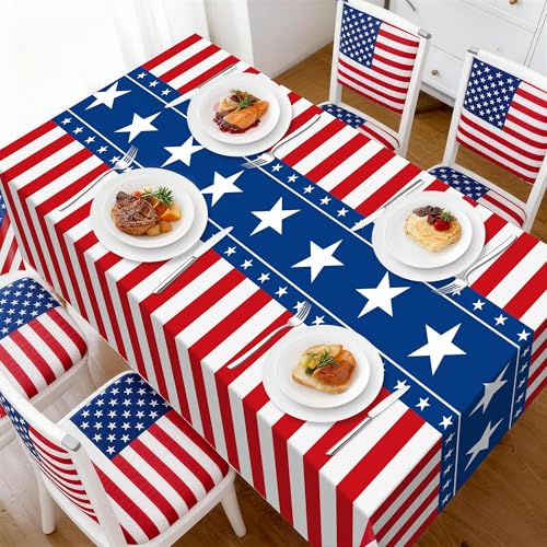 3 Pack Patriotic Tablecloths,American Flag Tablecloth,Patriotic Decorations - color: Red