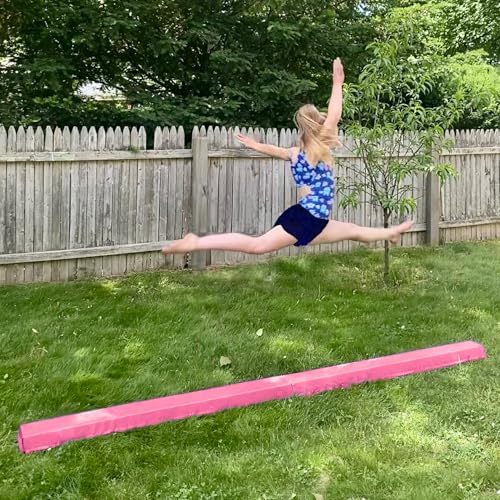 Z-Athletic Gymnastics Training Foldable Foam 8-Foot Floor Balance Beam for Kids, Pink