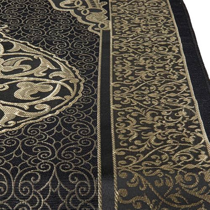 Modefa Islamic Prayer Mat Muslim Gifts - Thin Travel Muslim Prayer Rug in Taffeta Gift Bag with Tasbih Beads Prayer Matt Islam - Chenille Turkish Praying Carpet - Ramadan Gifts (Black) - color: Black