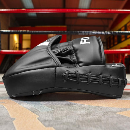 FORZA Boxing Focus Pads | Curved PU Leather Strike Mitts with Shock-Absorbing Foam – Premium Training Gear for Boxing, Kickboxing, and MMA - color: Black