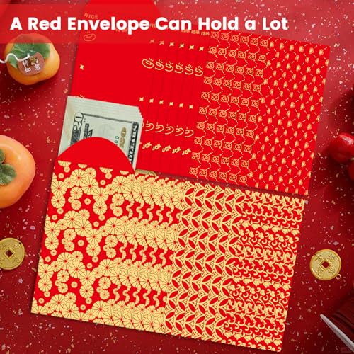 Chinese New Year Red Packets 2026,36 Pcs Money Envelopes with 6 Classic Embossed Bronzing Foil Designs for Cash Gifts & Decorations (Classic) - style: Classic
