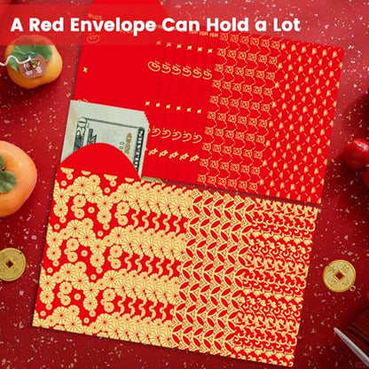 Chinese New Year Red Packets 2026,36 Pcs Money Envelopes with 6 Classic Embossed Bronzing Foil Designs for Cash Gifts & Decorations (Classic) - style: Classic
