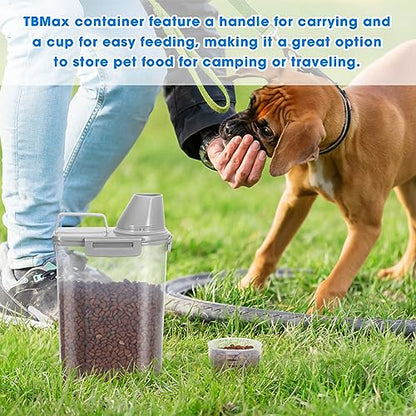 TBMax Pet Food Storage Containers 2 Pack 8-10 Lbs Airtight Dog Food Container Dispenser with Large Spout & Portable Handle, Travel Dog Treat Cat Food Storage Bin Bird Seed Container - color: Light Grey 6+3Qt