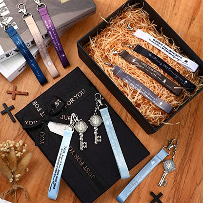 Roowest 120 Pcs Christian Bible Verse Keychains Bulk Inspirational Scriptures Religious Gift for Men Women Church Events - color: Classic Color