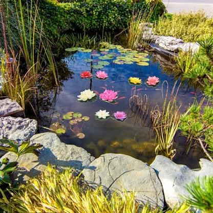 Luxshiny 10pcs Realistic Eva Floating Lotus Flowers Pool Decorations Artificial Water Lilies for Garden Pond Wedding Aquarium Display