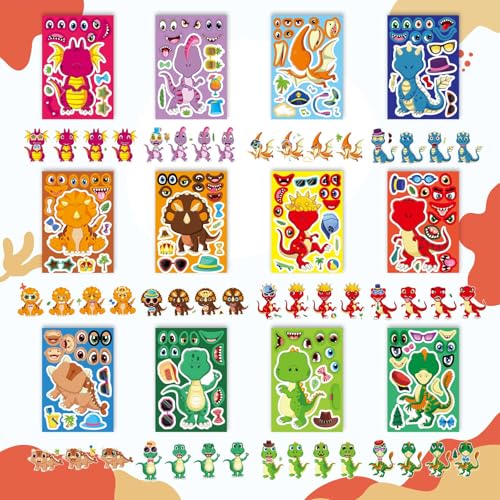Dinosaur Sticker for Kids 12 Design, Make Your Own Dinosaur Sticker Sheets | 24 PCS Boy Girl Toddlers Stickers, Dinosaur Party Favors Supplies Art Craft, Birthday Gift, Teacher Classroom Reward - style: Dinosaur Sticker