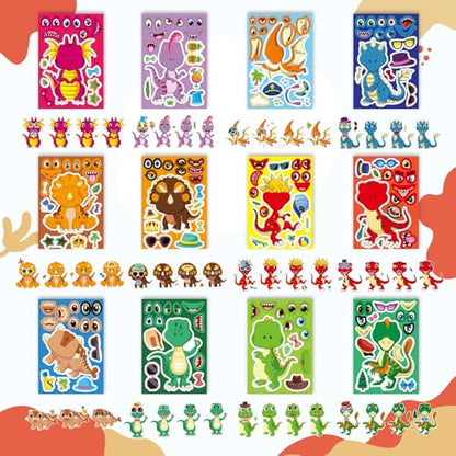 Dinosaur Sticker for Kids 12 Design, Make Your Own Dinosaur Sticker Sheets | 24 PCS Boy Girl Toddlers Stickers, Dinosaur Party Favors Supplies Art Craft, Birthday Gift, Teacher Classroom Reward - style: Dinosaur Sticker