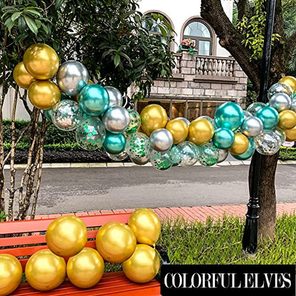 12 Inch 100 Pcs Latex Metallic Chrome Balloons Helium Shiny Thicken Balloons Party Decoration (Gold) - color: Gold