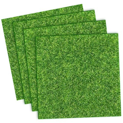 4 Packs 6x6 Inch Cuttable Artificial Grass Squares, Realistic Fake Grass Mats, Mini Craft Turf Tiles for Fairy Garden Accessories, Dollhouse Decor, DIY Craft and Diorama Supplies